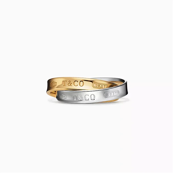 Replica Tiffany 1837 Series 18K Gold and Sterling Silver Buckle Ring Fossilry