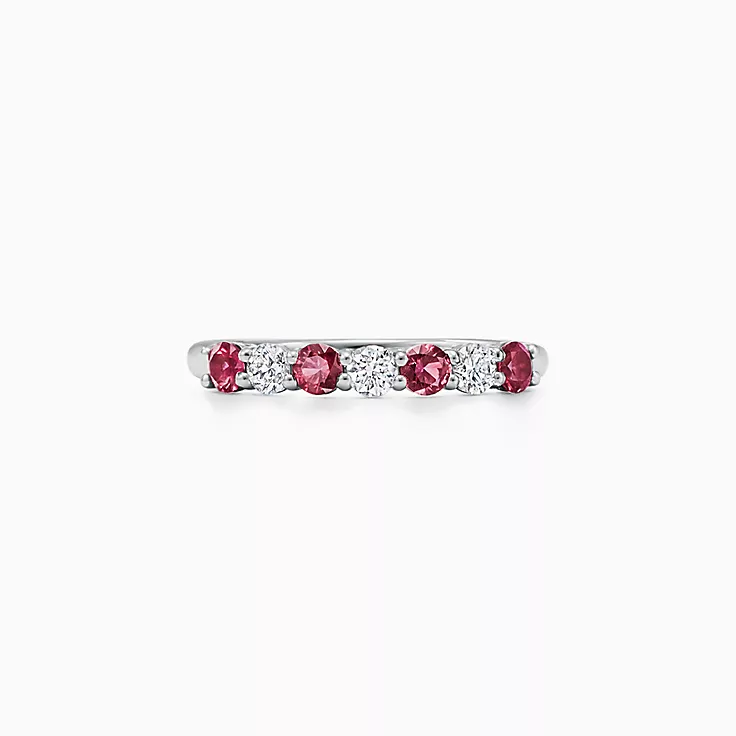Replica Tiffany Forever Collection Platinum Set Half Ring Ruby and ...