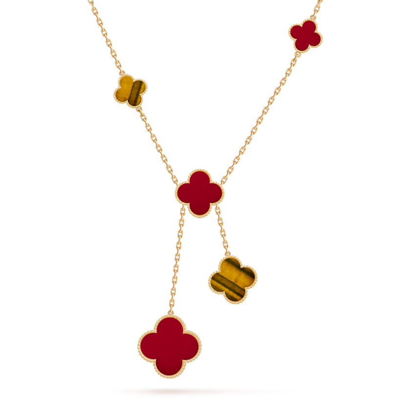 Replica Van Cleef & Arpels Magic Alhambra necklace with 6 patterns Fossilry