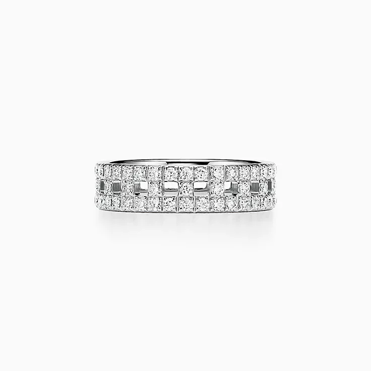 Replica Tiffany T Series 18K Platinum Set Diamond True Wide Ring 5.5mm Wide Fossilry