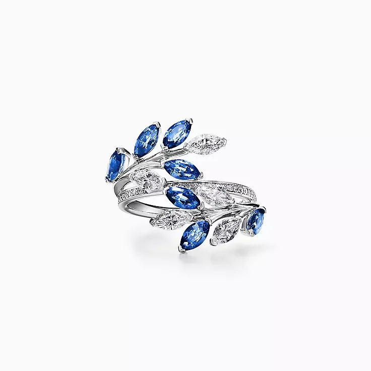 Replica Tiffany Victoria Series Gold Set Sapphire and Diamond Vine Surround Ring Fossilry