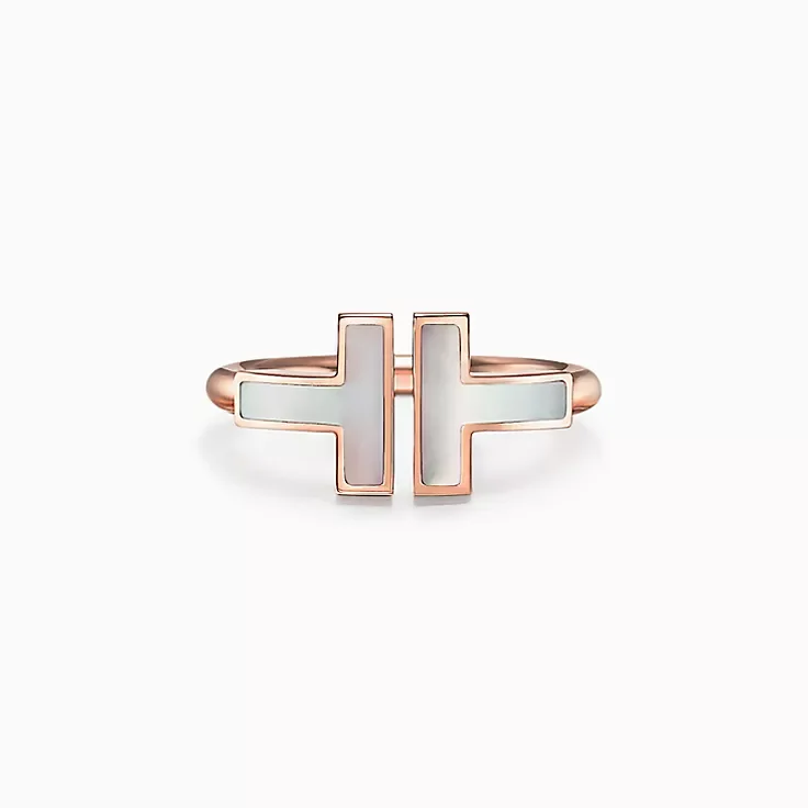 Replica Tiffany T Series 18K Rose Gold Set Gemstone Loop Ring Fossilry