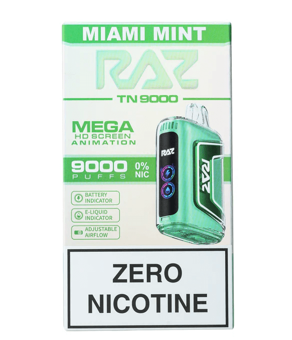 Miami Mint (Zero Nicotine) RAZ TN9000 Disposable Vape - Raz Vapes