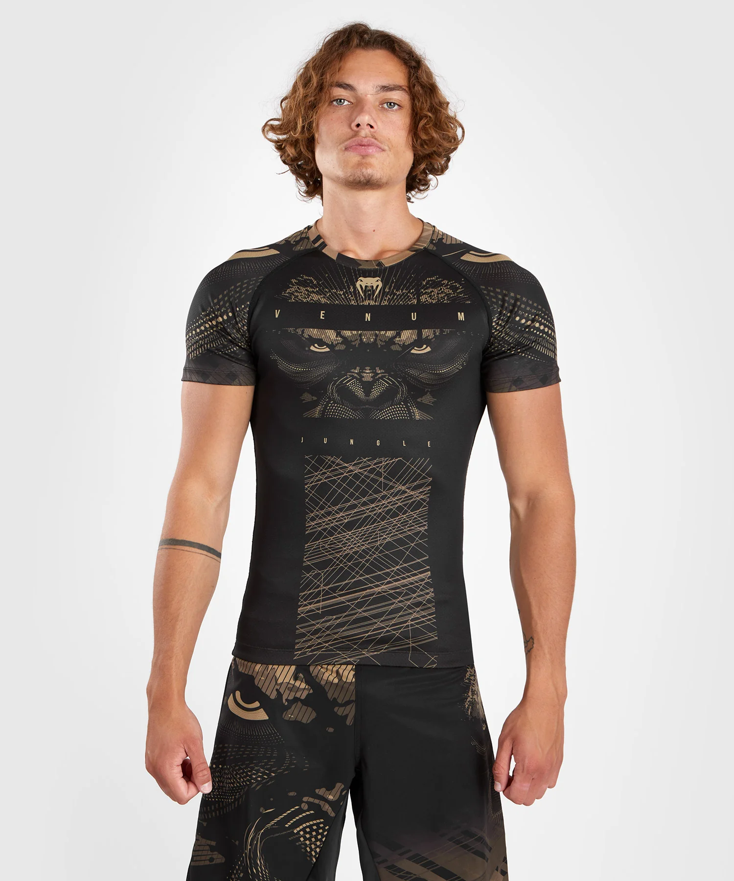 Venum Gorilla Jungle Rashguard Short Sleeves - Black/Sand